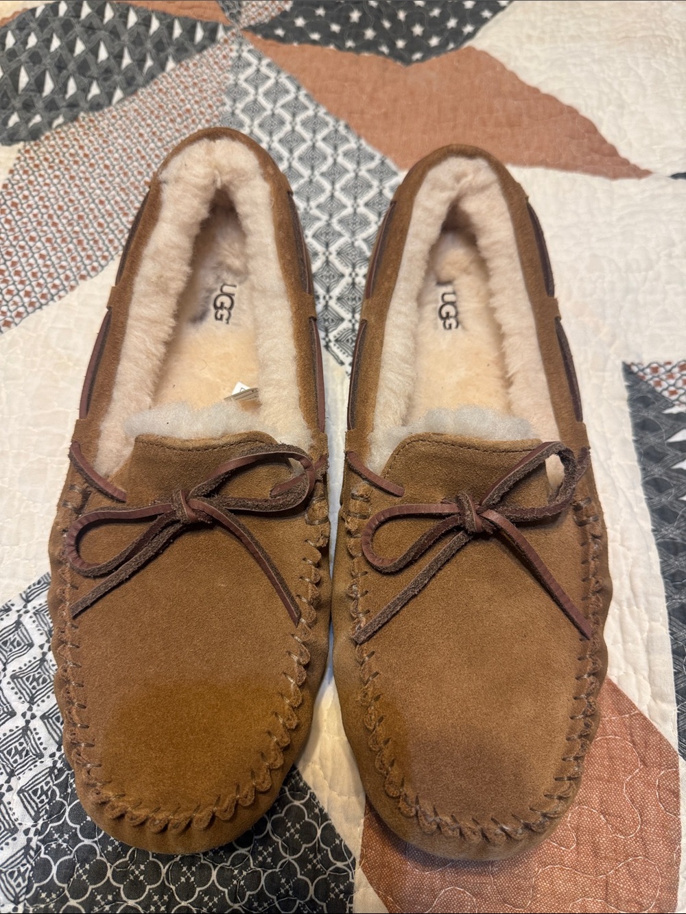 UGG Men’s Chestnut Suede Shearling Moccasin Slippers